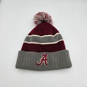 Youth Top of the World Alabama Crimson Tide Beanie Knit Hat Pom‎ Gray Maroon